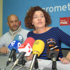 Nancy Prada, junto a Rey, en una imagen de archivo en la sede de los socialistas.