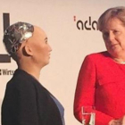 Sophia y Angela Merkel, esta mañana