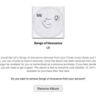 Anuncio en la web de Apple que permite borrar el disco de U2 de la biblioteca de iTunes.