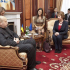 El presidente interino de Ucrania se entrevistó ayer con la jefa de la diplomacia europea.