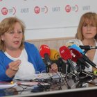 Las representantes sindicales de la UGT, ayer en la rueda de prensa ofrecida en Ponferrada. L. DE LA MATA