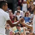Feliciano López felicita a Nick Kyrgios tras perder frente al tenis australiano en Wimbledon.