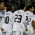 Cristiano Ronaldo celebra junto a sus compañeros el primer gol del Madrid frente al Getafe.