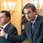 José Luis Rodríguez Zapatero y el presidente egipcio, Hosni Mubarak, ayer, en La Moncloa