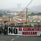 Uno de los instantes de la manifestación de los vecinos de Ascó.