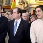 Zapatero, Bono y Patxi López, ayer en San Sebastián