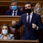 El líder del PP y Cuca Gabarra protagonizaron un rifirrafe con el presidente del Gobierno. CHEMA MOYA