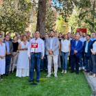 Cendón, durante la lectura del manifiesto de apoyo a Sánchez, ayer. PSOE