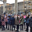 Escolares astorganos probaron ayer esta audioguía infantil. A. R.