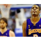 El jugador de los Lakers de Los Ángeles, Trevor Ariza, en el tercer partido de las finales de la NBA