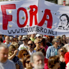 Imagen de la manifestación que tuvo lugar ayer en Lisboa.