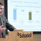 Jaume Guardiola, durante una presentación de resultados del Sabadell.