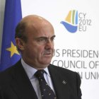 Luis de Guindos ofrece una rueda de prensa tras la reunión  de la UE celebrada en Nicosia.
