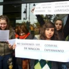 Los alumnos bercianos no dejaron de alzar carteles en la concentración