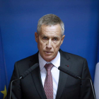 El fiscal durante la rueda de prensa en el palacio de justicia.