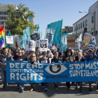 Protesta contra la política de espionajes de EEUU, en Washington.