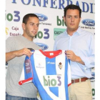Zamora y el consejero delegado, ayer en El Toralín.