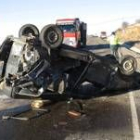 Estado en el que quedó la furgoneta tras el accidente en la CL-626 cerca de Valmartino
