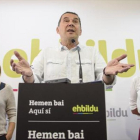 El aspirante de EH Bildu a lendakari, Arnaldo Otegi, el pasado lunes, en una comparecencia ante la prensa en Bilbao.