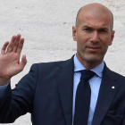 Zinedine Zidane saluda a los aficionados durante la rúa, el pasado 27 de mayo.