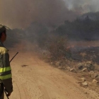 Aunque el fuego se dio por controlado a media tarde, a última hora de ayer aún se podría apreciar una gran cortina de humo.