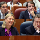 Los consejeros Del Olmo y De Santiago-Juárez, en un momento del Pleno de las Cortes.