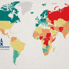 Mapa de la paz mundial realizado por el 'IEP' este 2015.