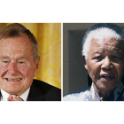El expresidente de EEUU George Bush (izquierda) y el expresidente surafricano Nelson Mandela.