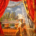 El telón lo pintó al temple el artista Demetrio Monteserín y representa el puente de La Estación.