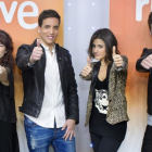 Maverick, Electric Nana, Xuxo Jones y Salvador Bertran, miembros del jurado de TVE en el Festival de Eurovisión 2016, con Barei (segunda por la derecha).