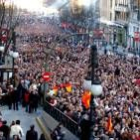 Un momento de la manifestación del pasado sábado en su recorrido por las calles de Madrid