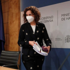 María Jesús Montero presenta ayer los datos de ejecución presupuestaria de 2020. JUAN CARLOS HIDALGO