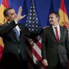 Obama y Zapatero, durante el encuentro que mantuvieron en abril en Praga.