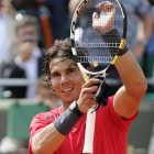 Nadal celebra su última victoria en el torneo francés.