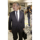 Blanco, antes de embarcar en el aeropuerto de Lavacolla.
