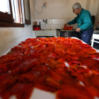 Una familia de la localidad de Campo (Ponferrada) asa pimientos para consumo propio y protagoniza una de tantas escenas que estos días se repiten en los hogares bercianos, principalmente del Bierzo Central y Bajo. Asar y pelar pimientos forma parte del ac