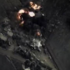 Imagen extraída de un vídeo difundido por el Ministerio de Defensa ruso de los bombardeos del miércoles.