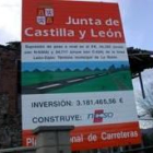 En la imagen, el cartel anunciador de las obras colocado en La Robla