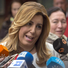 Susana Díaz, presidenta de Andalucía, valorando los resultados electorales.