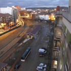 Instalaciones de Feve en León, afectadas ahora mismo por las obras del tranvía.