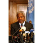 Kofi Annan ayer, en la sede de Naciones Unidas