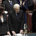 Mattarella, junto a la presidenta de la Cámara Baja, Laura Boldini.