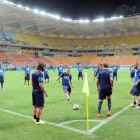 La selección italiana se ejercita durante un entrenamiento previo al inicio del Mundial 2014.