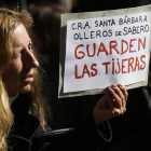 Protesta contra los efectos de los recortes en el colegio de Olleros de Sabero