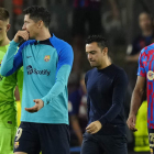 Ter Stegen, Lewandowski, Xavi y Koundé tras la derrota. FONTCUBERTA