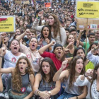 Manifestación de estudiantes contra la LOMCE realizada en Barcelona durante la jornada de huelga del 26 de octubre.
