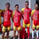 El combinado español de ciclismo en su presentación para los Juegos. Valverde, segundo por la derecha, es la principal opción al podio.