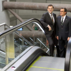 Rajoy, Mas y el Príncipe en la estación del AVE en Girona.
