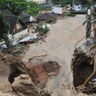 Una zona afectada por las lluvias en el barrio Duas Pedras, en la ciudad de Nova Friburgo.