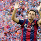 Xavi, el día de su despedida del Camp Nou, en mayo pasado.